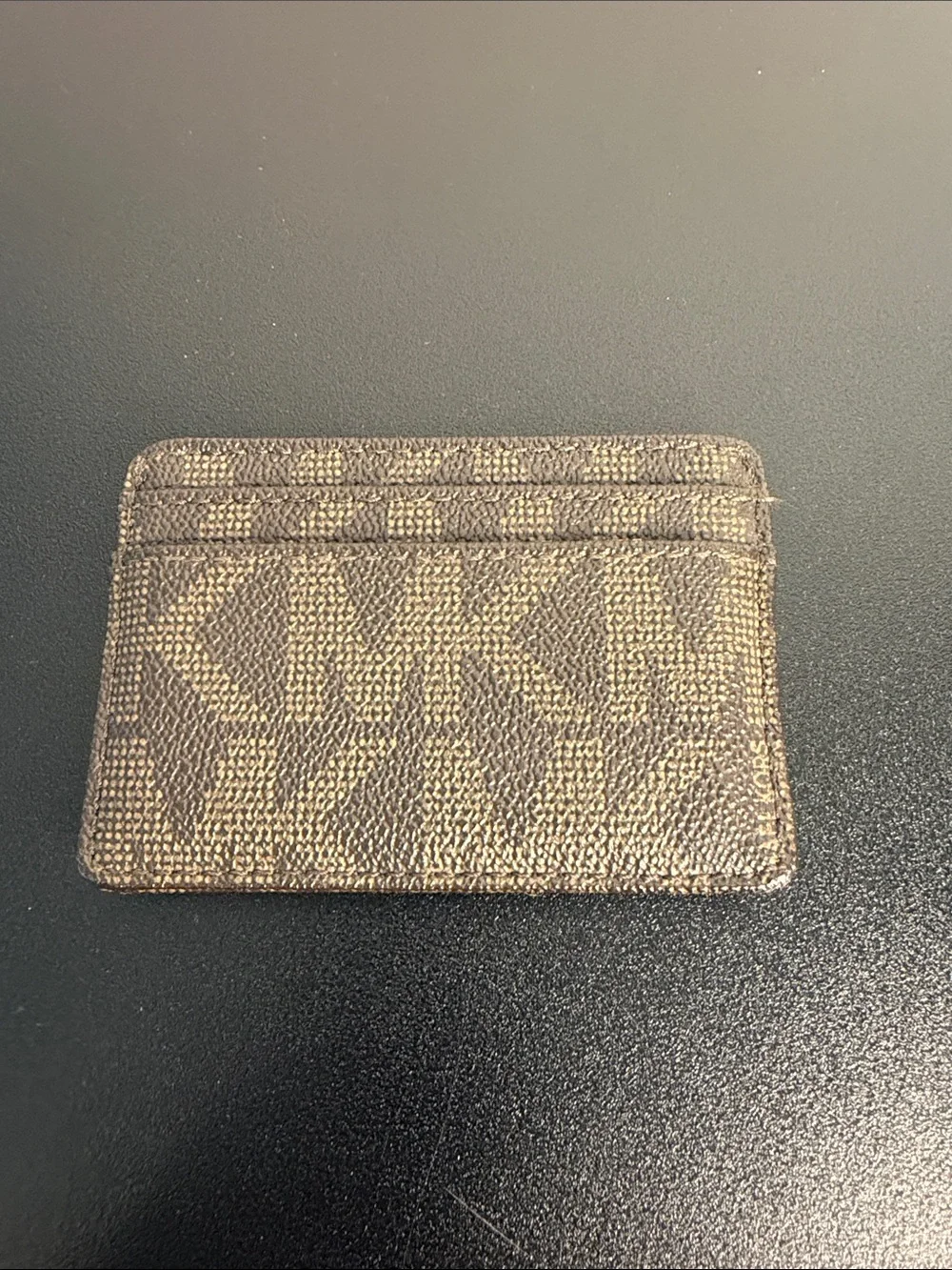 Michael Kors Brown and Gold Monogram Card Holder